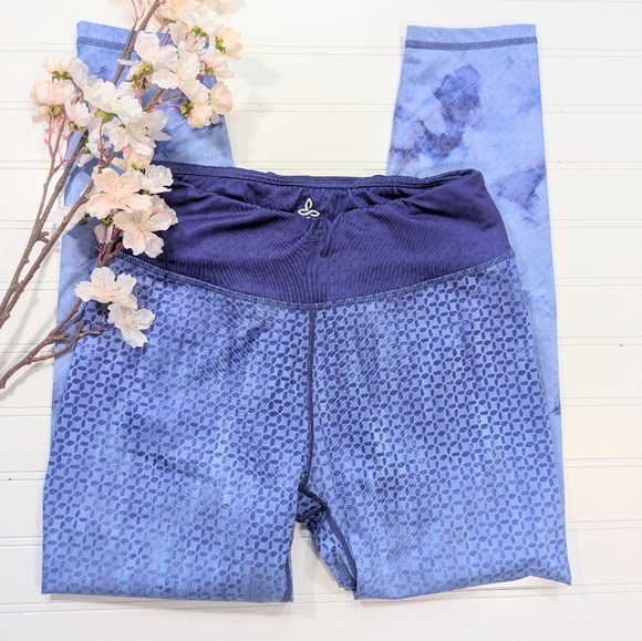 Prana Purple Ombre/Water Color Print High Waist Ankle Leggings/Running Tights - Picture 1 of 4